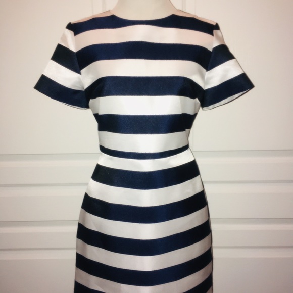 TOPSHOP Navy Blue White Stripe Dress 10👗🌸 - Picture 2 of 7